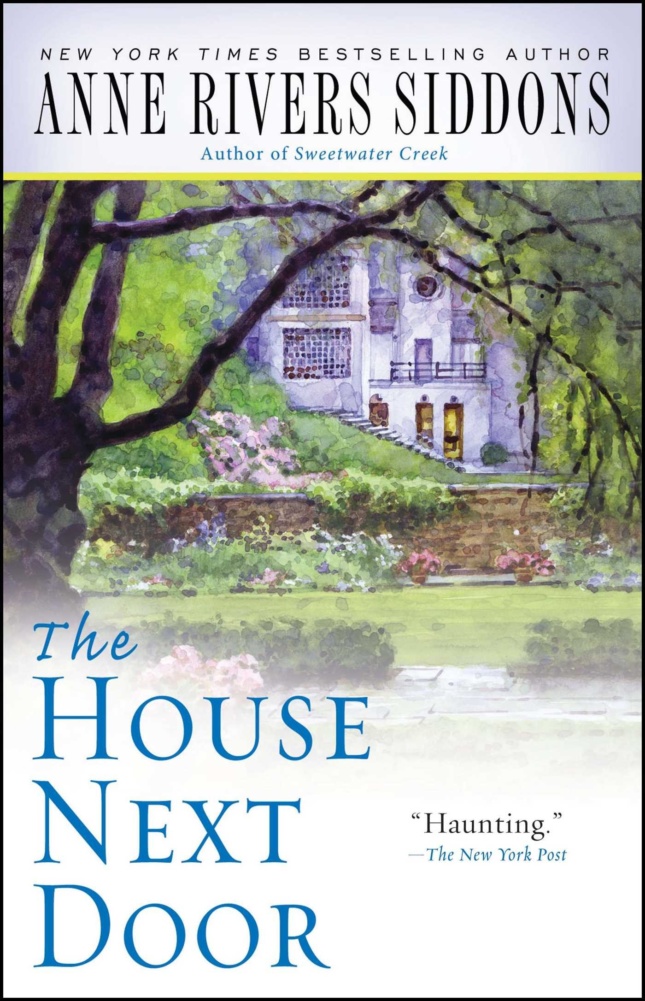 Cover of a book with a watercolor house and the words "the house next door"