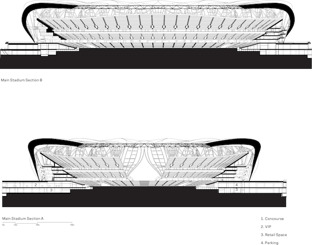 cross section of a stadium in Hangzhou, China