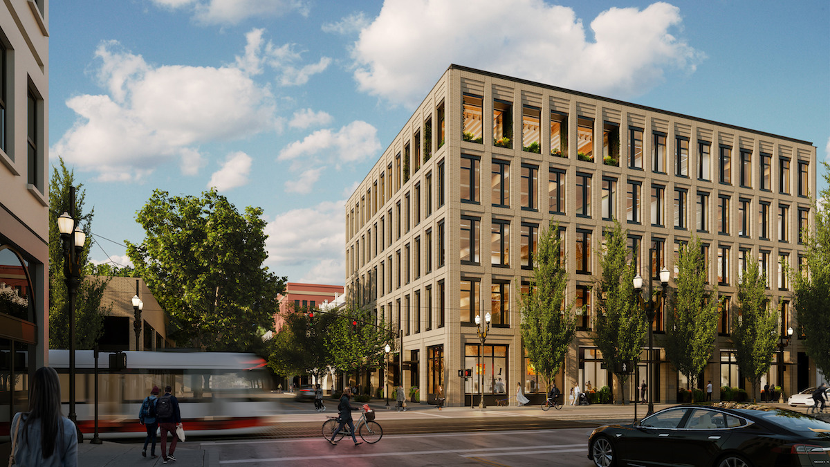 rendering of a sustainable office building in portland
