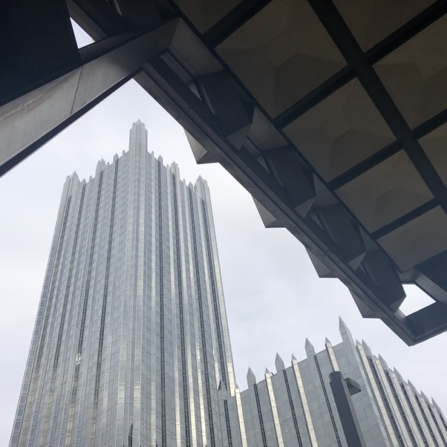 A skyscraper in downtown Pittsburgh