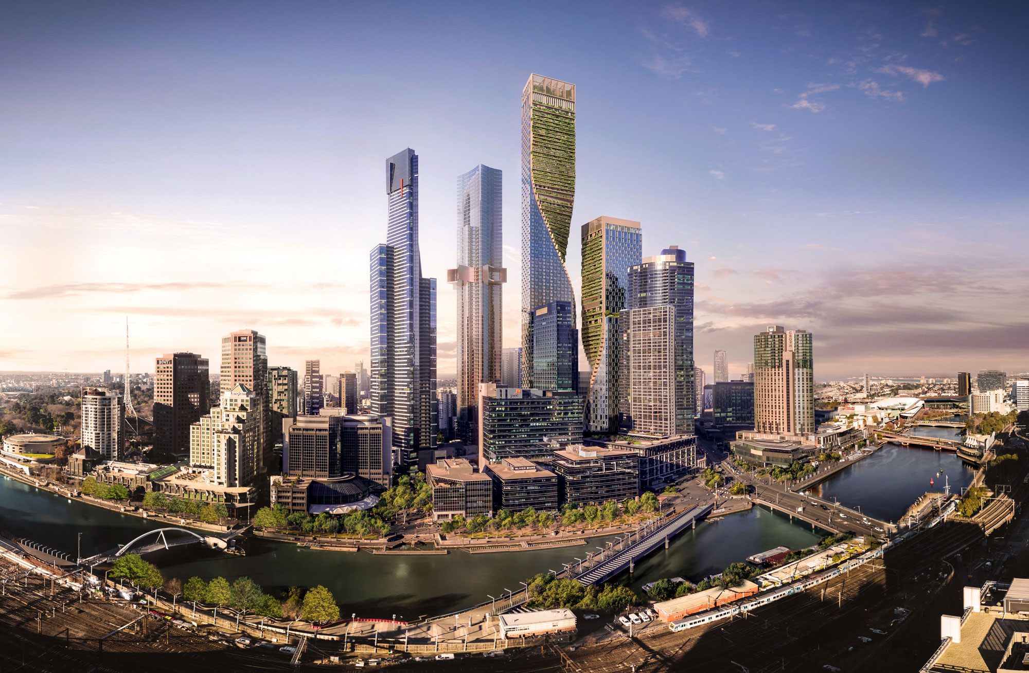 rendering of an in-development skyscraper in Melbourne, Southbank by Beulah development