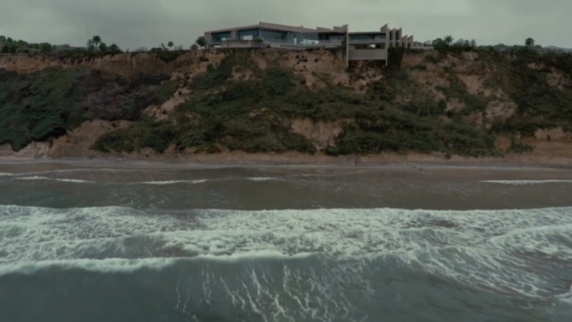 House above ocean and small hill, shot for Westworld