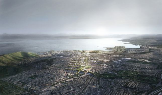 Aerial rendering of San Francisco Bay