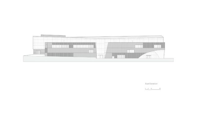 Elevation drawing of the Charles Library highlighting material treatment