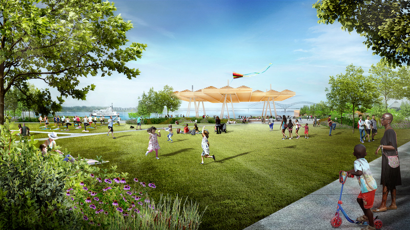 a rendering of the new tom lee park in memphis