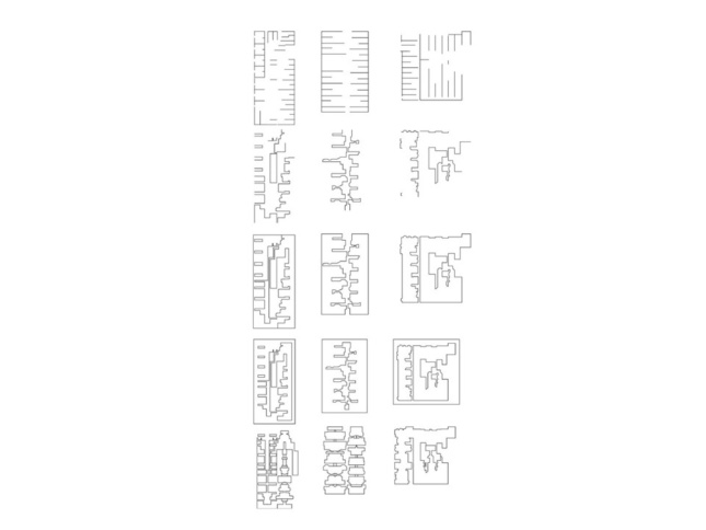 A sheet of rowhouse floor plans 