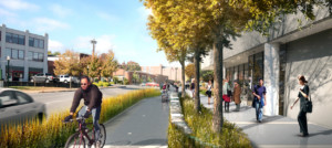 a rendering of a future bike/ped trail in lexington, kentucky, a Reimagining the Civic Commons city
