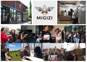 Photo montage of the nonprofit Migizi's space and activities