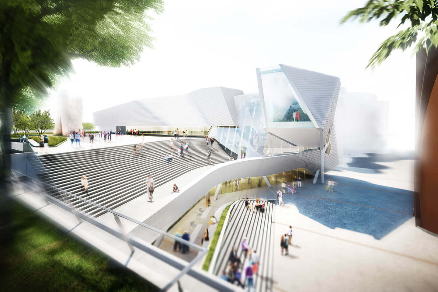 Rendering of the Orange County Museum of Art project from the exterior stair