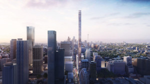 illustrated view of toronto skyline with planned supertall designed by Herzog & de Meuron