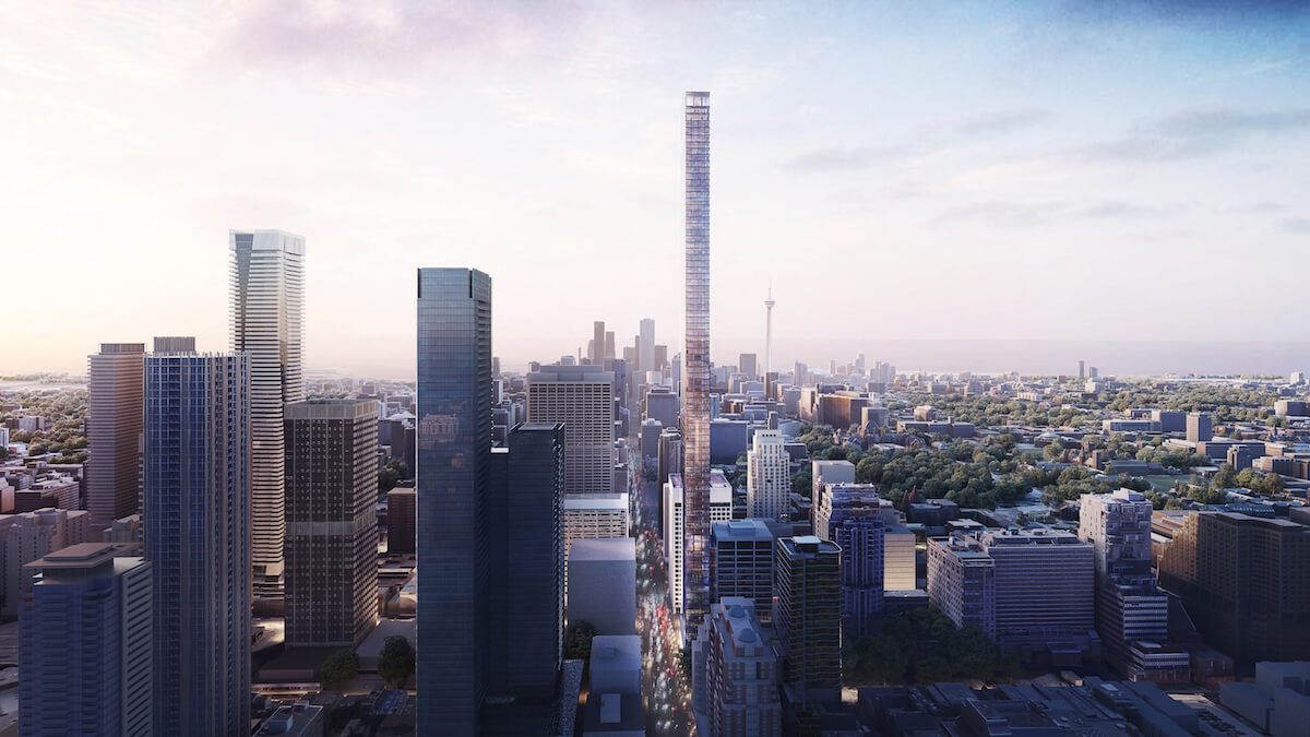 illustrated view of toronto skyline with planned supertall designed by Herzog & de Meuron