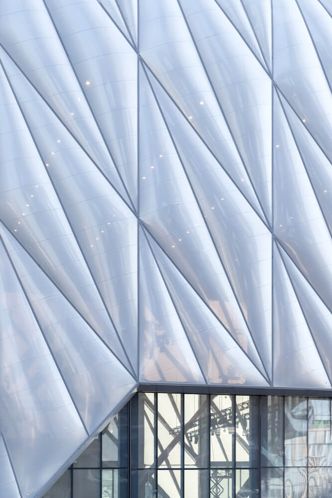 Detail of the Bloomberg Building's facade's diamond shaped ETFE panels