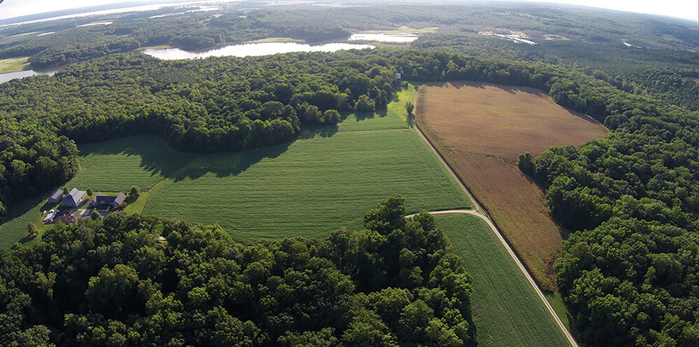 Aerial photo of a Virginian plantation
