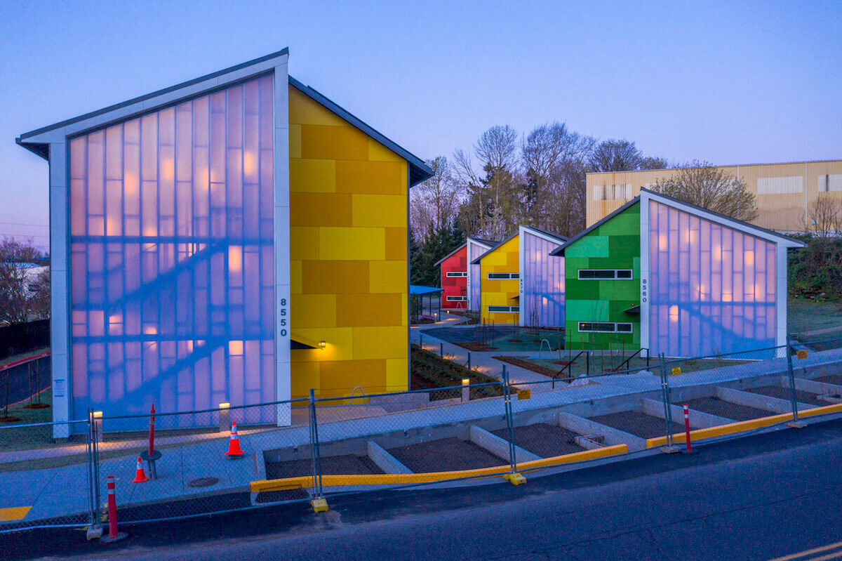 Colorful modular housing in Portland