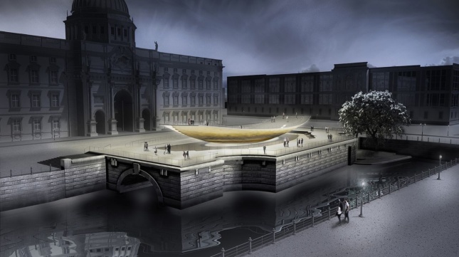 a conceptual rendering of a planned national monument in berlin.