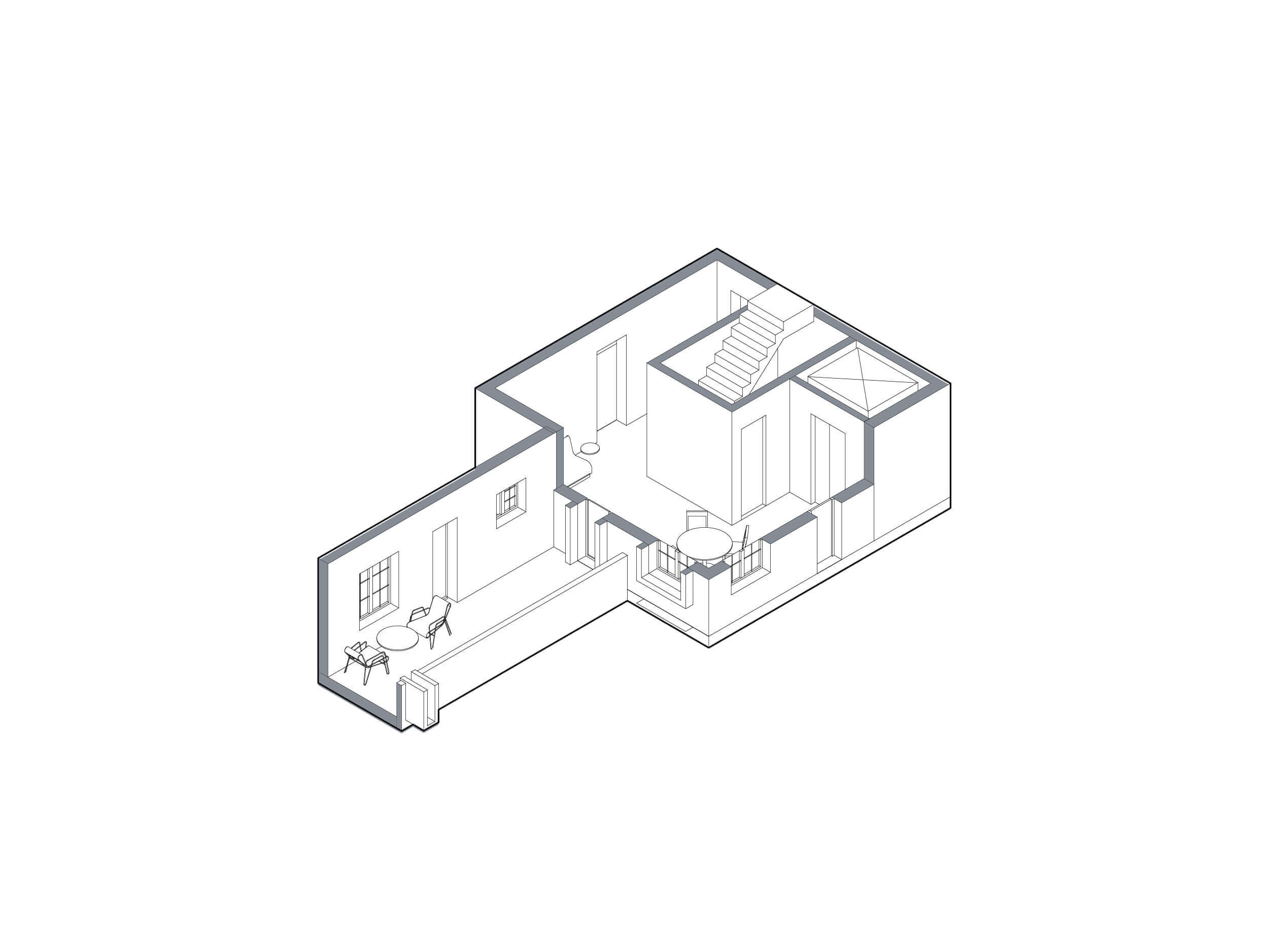 Axonometric detail drawing of a housing project