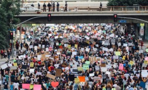 a large protest in los angeles, which architecture schools have embraced