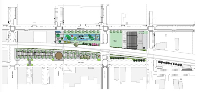 site plan of railyard park