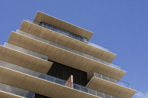 The Arte looking upward at the balconies which overlook the shore