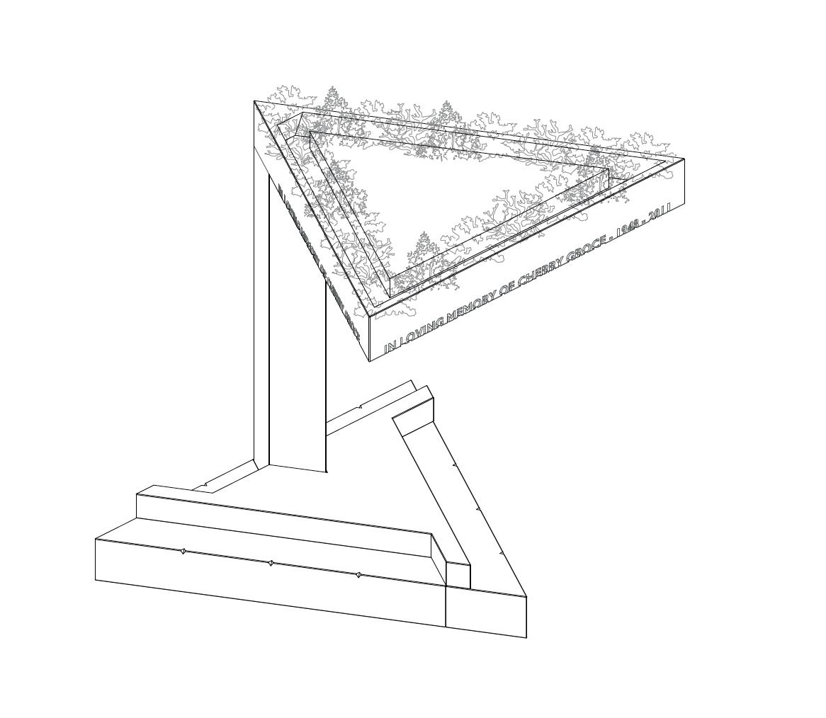Line drawing of the Cherry Groce Memorial by Adjaye Associates at night