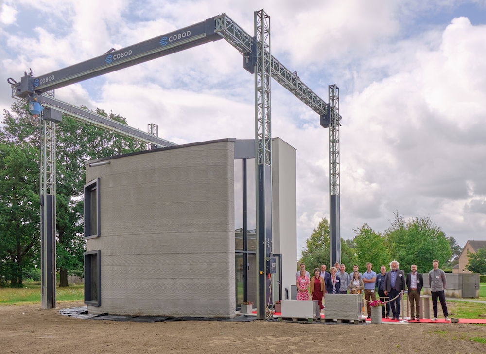 photo of a 3D printed concrete building in belgium 
