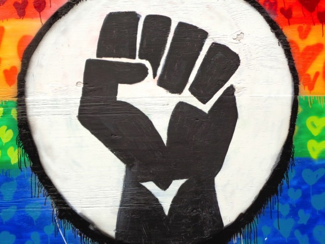 Raised fist grafitti