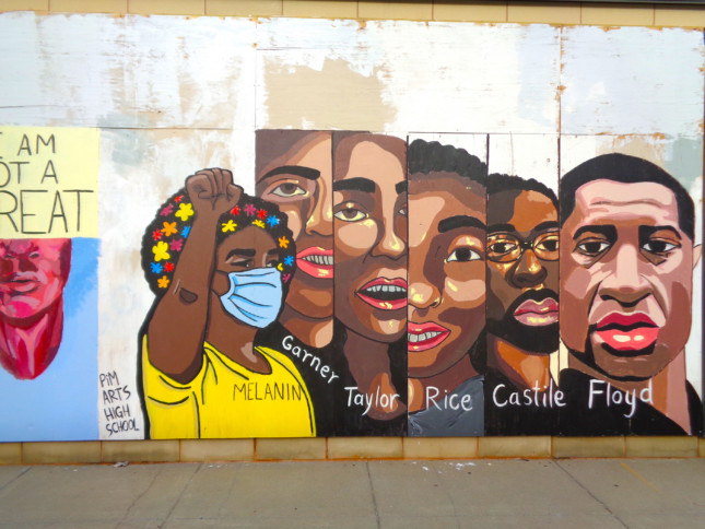 A mural of people killed by police
