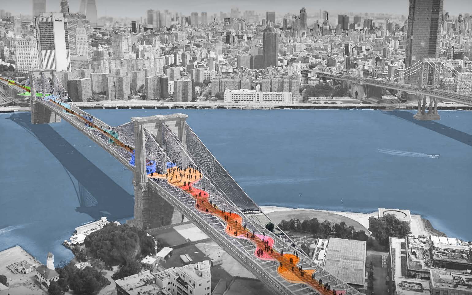 rendering of a design proposal for Brooklyn Bridge