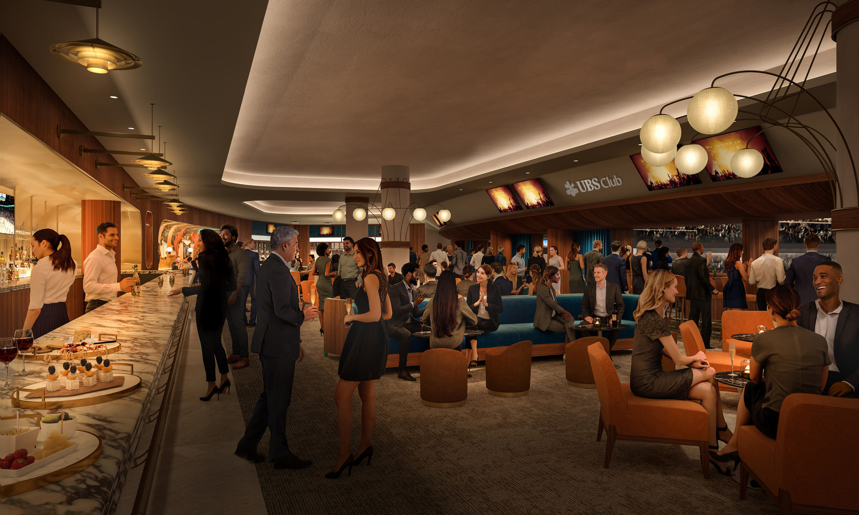 Interior rendering of the UBS club at the Islanders new arena
