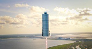 A SpaceX rocket in flight