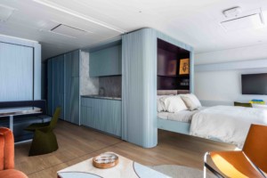Interior of a yacht bedroom