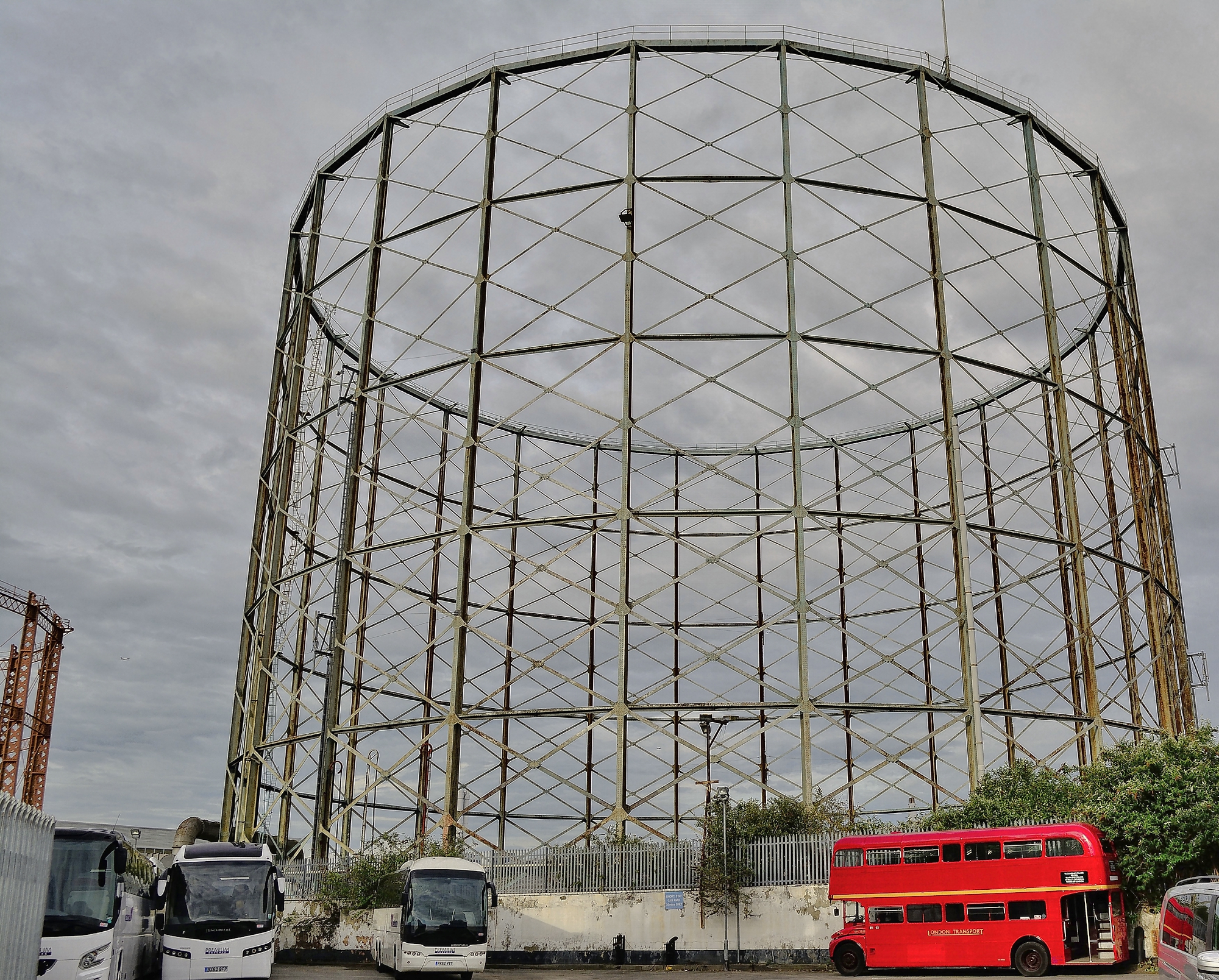 photo of a skeleton of a gasholder in london