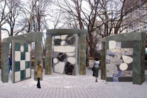 Rendering of large stone mosaics in Central Park