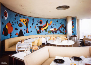 colorful mural in a hotel restaurant