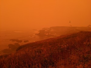 Orange skies from western wildfires have smothered construction sites