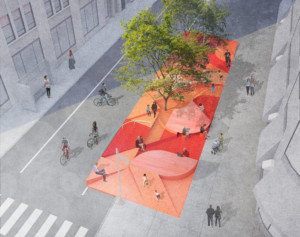illustration of a public space in manhattan