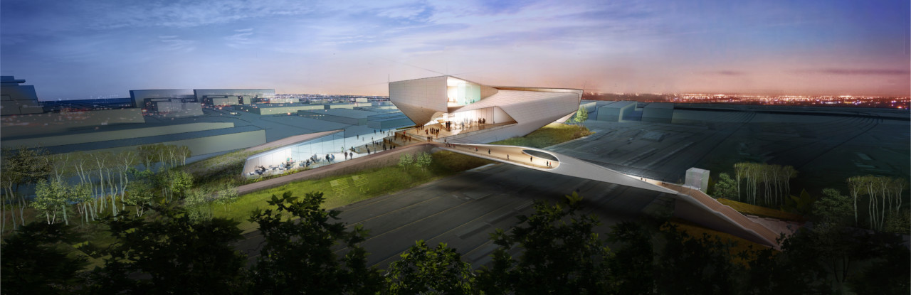 rendering of museum and bridge