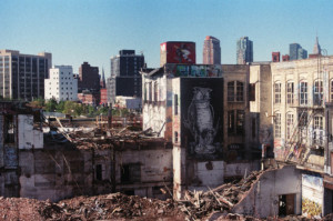 5 pointz, a graffiti covered warehouse, undergoing demoltion