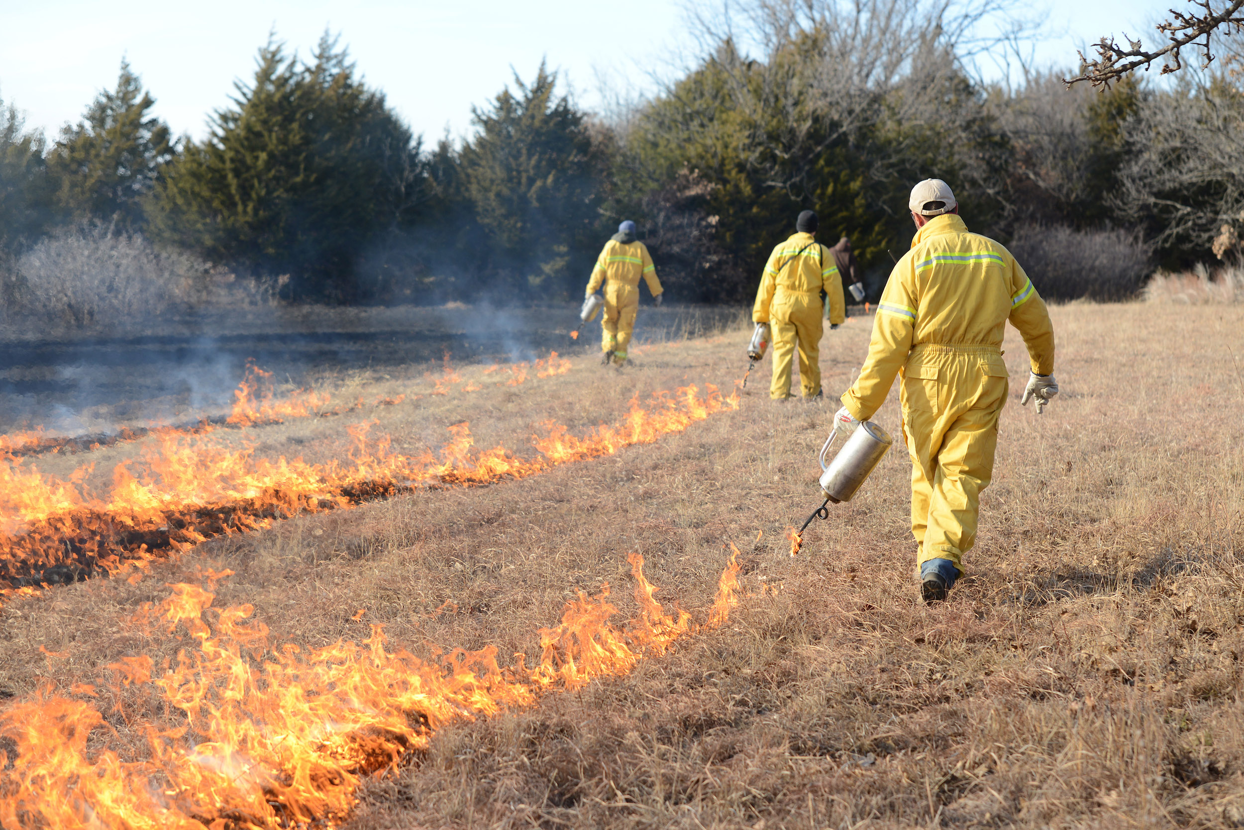 Crews lighting scrubland on fire for controlled burns