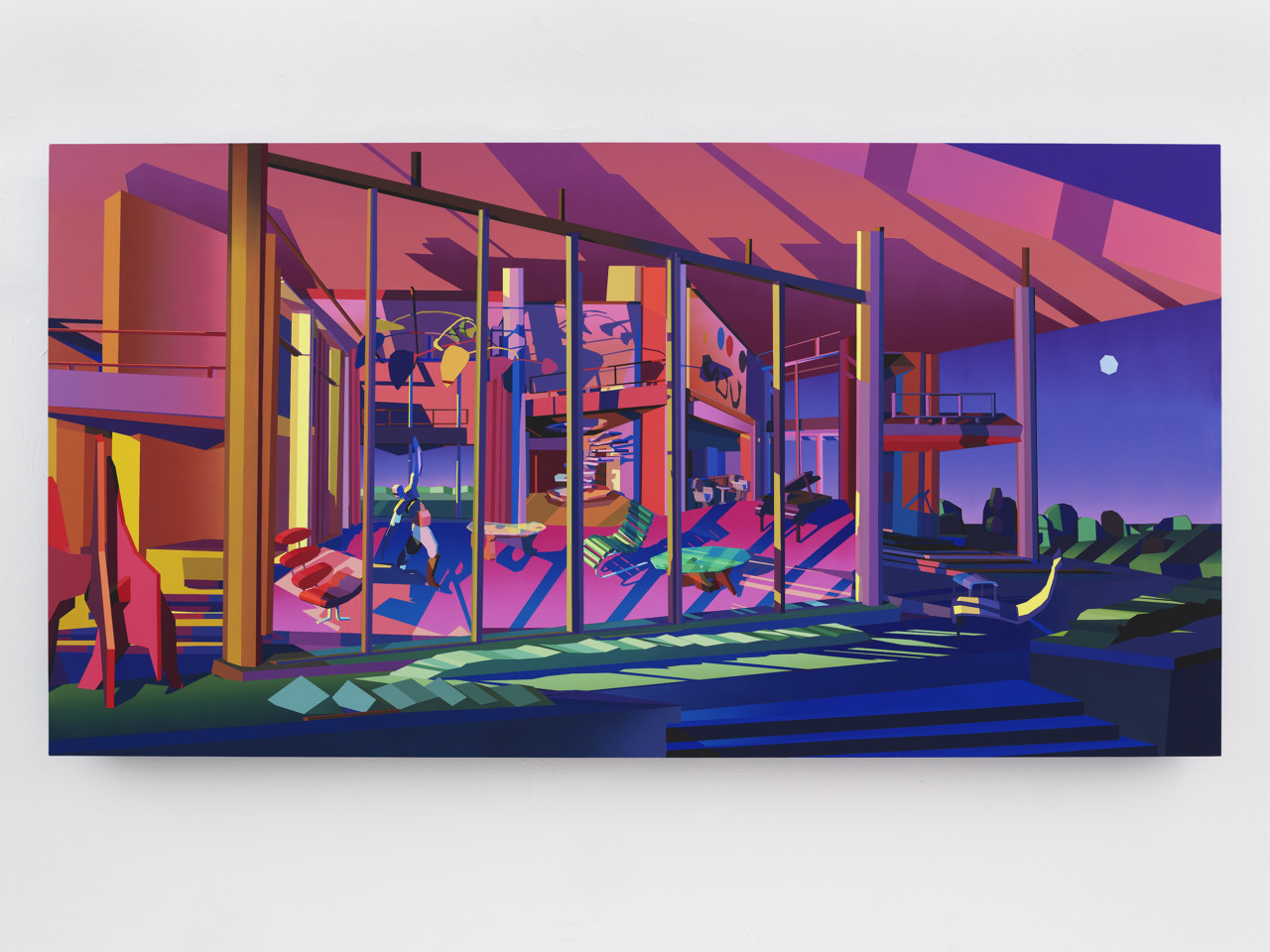 colorful painting of modernist home