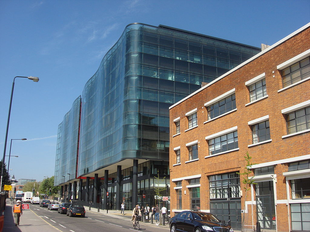 a glassy modern office building and arts center in london