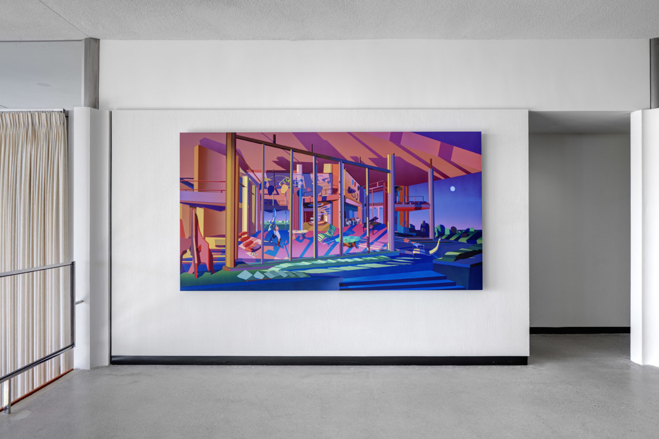 a colorful painting inside virtual window, a new online show