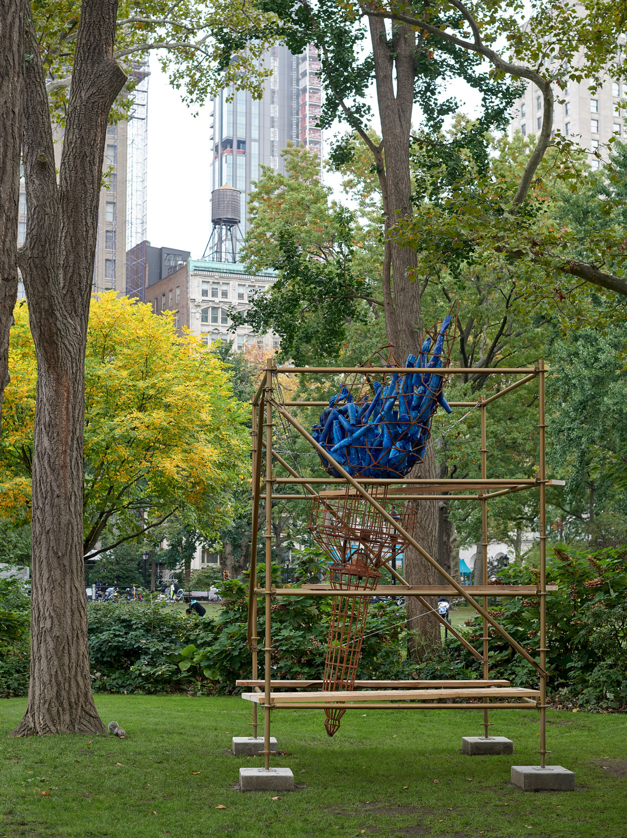 installation view of light of freedom in a park