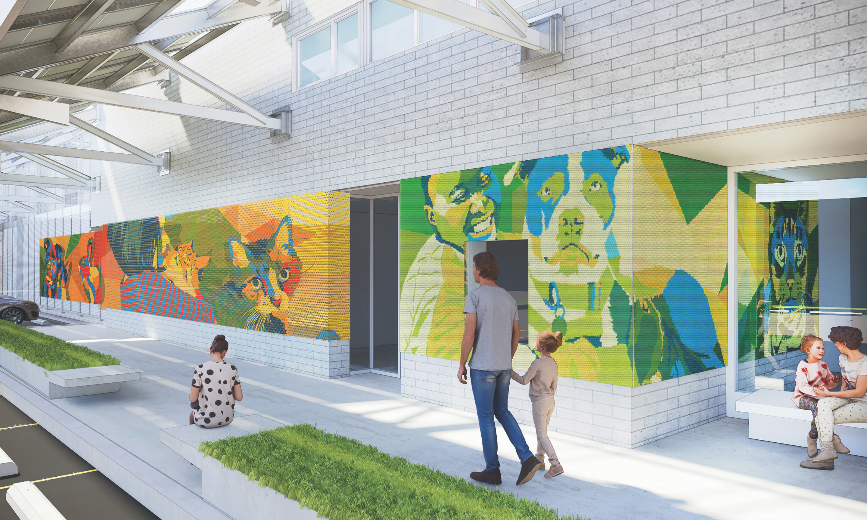 a colorful mural of pets, one of the 2020 Awards for Excellence in Design winners