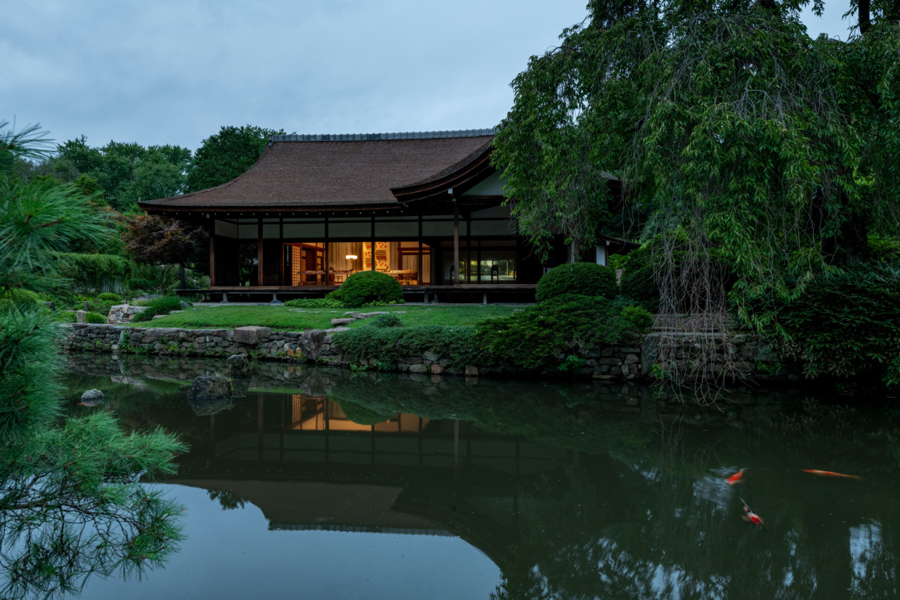 A 17th-century japanese building on a lake