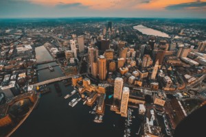 An aerial photo of boston