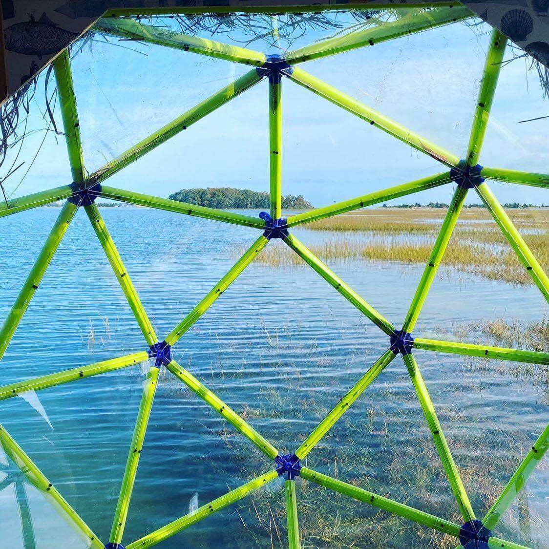 looking out a geodesic window