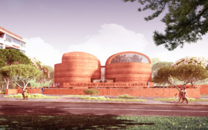 illustration of an earthen building topped with domes