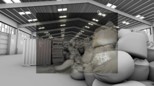 Rendering of a warehouse containing the materials the caused the beirut blast