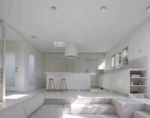 Interior of a white part-office designed home